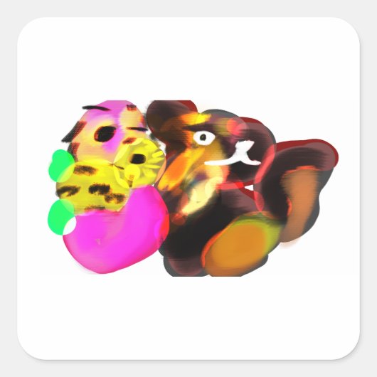 Duitse Herder en zonnebloemen  Vierkante Sticker (Voorkant)