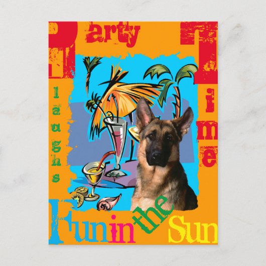 Duitse Herder Feesttijd Briefkaart (Voorkant)
