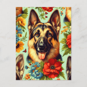 Duitse herder Floral Briefkaart