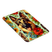 Duitse herder Floral Magneet (Rechterzijde)