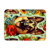 Duitse herder Floral Magneet (Horizontaal)