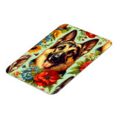 Duitse herder Floral Magneet (Linkerzijde)