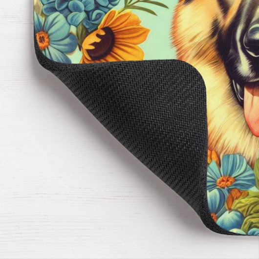 Duitse herder Floral Muismat (Hoek)