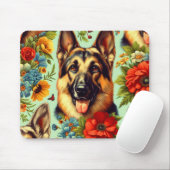 Duitse herder Floral Muismat (Met muis)