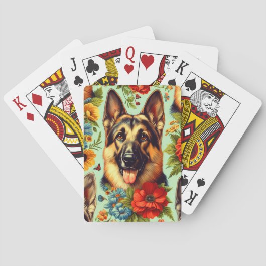 Duitse herder Floral Pokerkaarten (Achterkant)