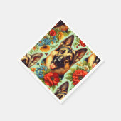Duitse herder Floral Servet (Hoek)