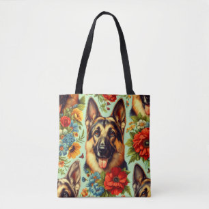  Duitse herder Floral Tote Bag