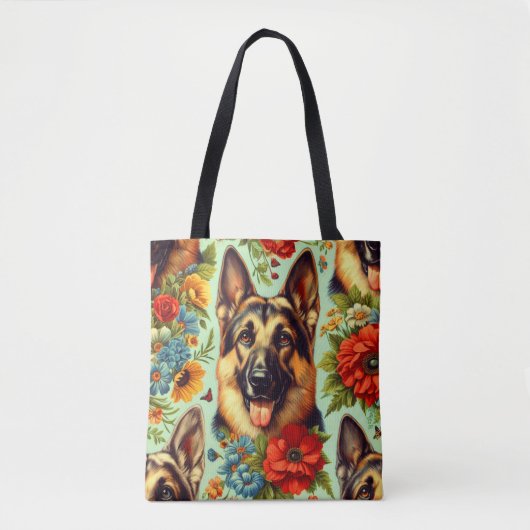  Duitse herder Floral Tote Bag (Voorkant)