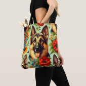  Duitse herder Floral Tote Bag (Dichtbij)