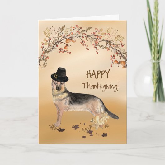 Duitse herder Funny Pilgrim Pet Thanksgiving Kaart (Voorkant)