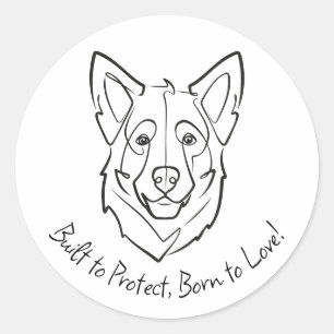 Duitse Herder, Gebouwd om te Beschermen, Geboren o Ronde Sticker