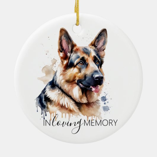 Duitse herder gedenkwaterverf Kerstmis Keramisch Ornament (Achterkant)