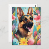 Duitse herder gelukkig Pasen Briefkaart (Voorkant / Achterkant)