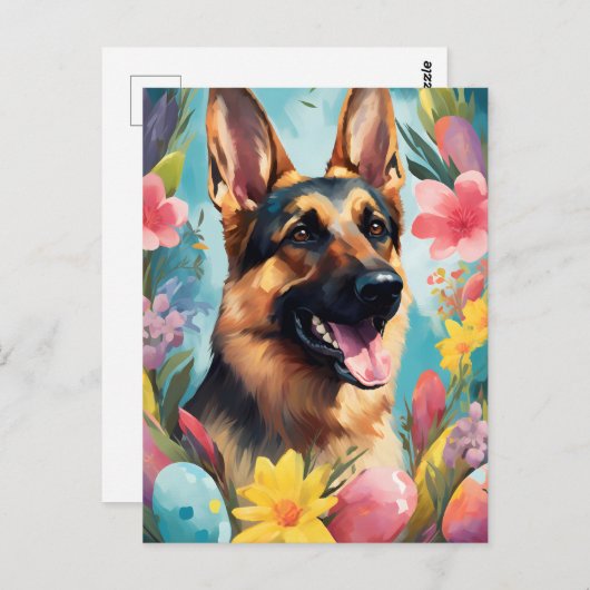 Duitse herder gelukkig Pasen Briefkaart (Voorkant / Achterkant)