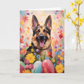 Duitse herder gelukkig Pasen Kaart (Gele Bloem)