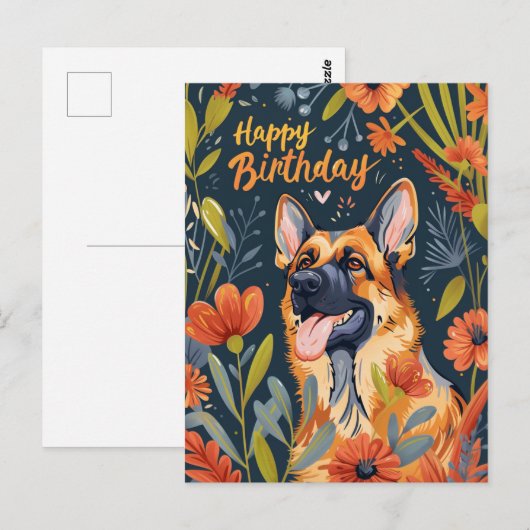 Duitse herder Gelukkige Verjaardag Briefkaart (Voorkant / Achterkant)