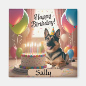 Duitse herder Gelukkige Verjaardag Magneet (Voorkant)