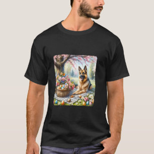 Duitse Herder Genietend van een Picknick met Feest T-shirt