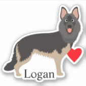 Duitse herder gepersonaliseerde naam Schattige Dar Sticker (Voorkant)