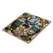 Duitse Herder Glas in lood Decoratieve Tegel Tegeltje (Zijkant)