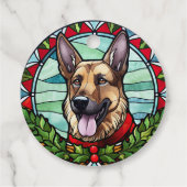Duitse Herder Glas in Lood Kerstmis Bedankjes Labels (Achterkant)