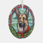 Duitse herder Glas in lood Kerstmis Glas Ornament (Voorkant Rechts)