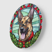 Duitse herder Glas in lood Kerstmis Grote Klok (Hoek)