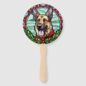 Duitse herder Glas in lood Kerstmis Handwaaier (Voorkant)