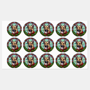 Duitse herder Glas in lood Kerstmis Labels