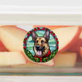 Duitse herder Glas in lood Kerstmis Labels (Aangebracht)