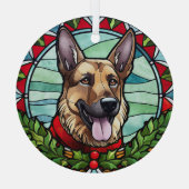 Duitse herder Glas in lood Kerstmis Ornament (Achterkant)