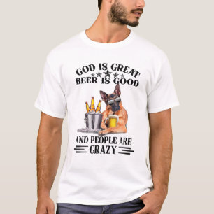 Duitse herder God is groot bier is goed T-shirt