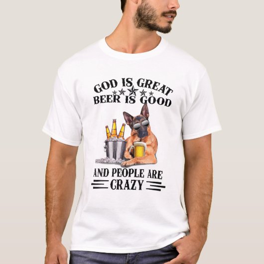 Duitse herder God is groot bier is goed T-shirt (Voorkant)