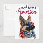 Duitse herder, God zegene Amerika Briefkaart (Voorkant / Achterkant)