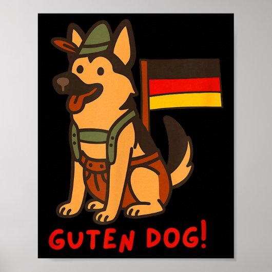 Duitse Herder Grappig Bier Festival Guten Hond  Poster (Voorkant)