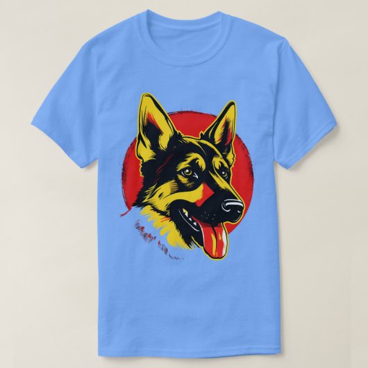Duitse herder GSD Art Sunset Rood Geel T-shirt (Design voorkant)