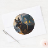 Duitse Herder Halloween Griezelen Ronde Sticker (Envelop)