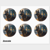 Duitse Herder Halloween Griezelen Ronde Sticker (Vel)