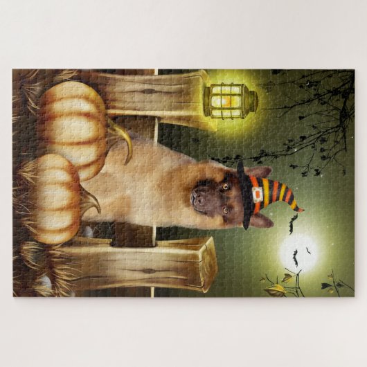 Duitse herder Halloween puzzel Legpuzzel (Horizontaal)