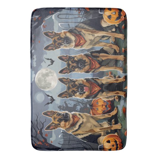 Duitse herder Halloween Spooky Badmat (Voorkant Verticaal)