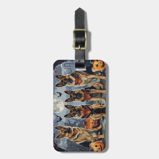 Duitse herder Halloween Spooky Bagagelabel (Voorkant verticaal)