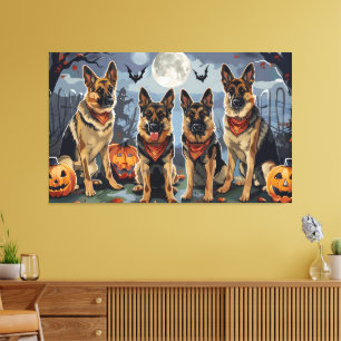 Duitse herder Halloween Spooky Canvas Afdruk