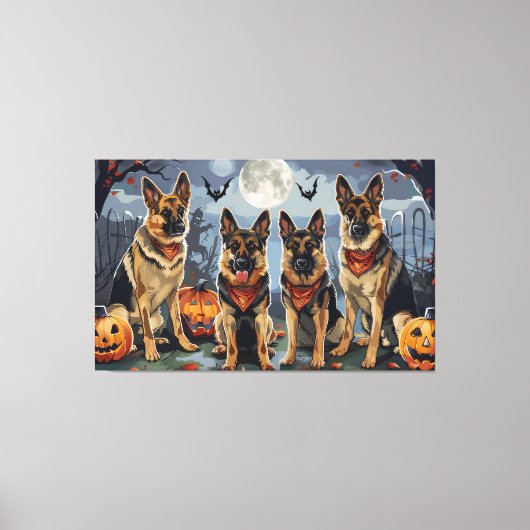 Duitse herder Halloween Spooky Canvas Afdruk (Voorkant)