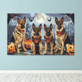 Duitse herder Halloween Spooky Canvas Afdruk (Insitu (Houten vloer))