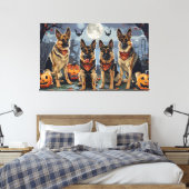 Duitse herder Halloween Spooky Canvas Afdruk (Insitu (Slaapkamer))