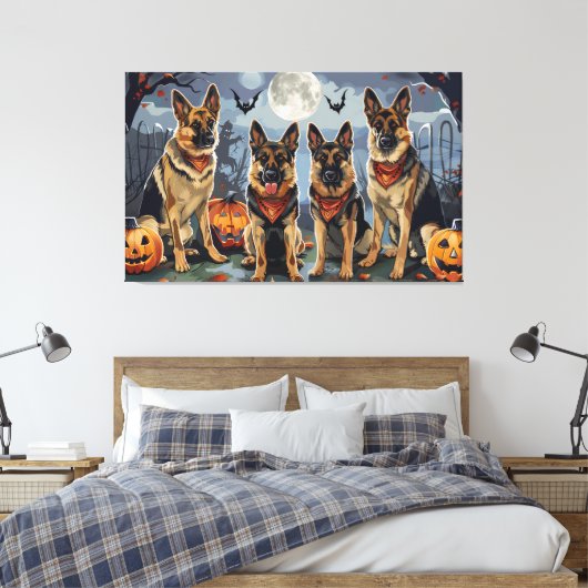 Duitse herder Halloween Spooky Canvas Afdruk (Insitu (Slaapkamer))