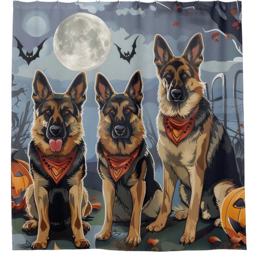 Duitse herder Halloween Spooky Douchegordijn (Voorkant)
