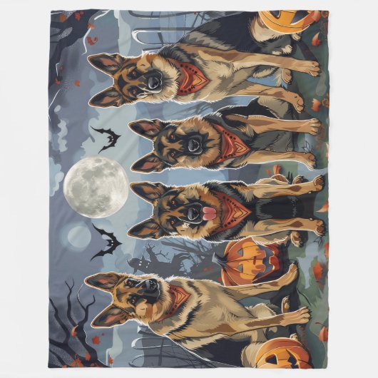 Duitse herder Halloween Spooky Fleece Deken (Voorkant)