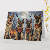 Duitse herder Halloween Spooky Kaart (Gele Bloem)