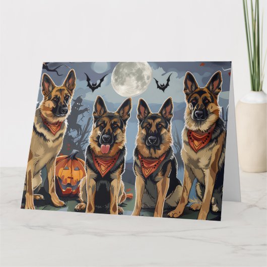 Duitse herder Halloween Spooky Kaart (Voorkant)